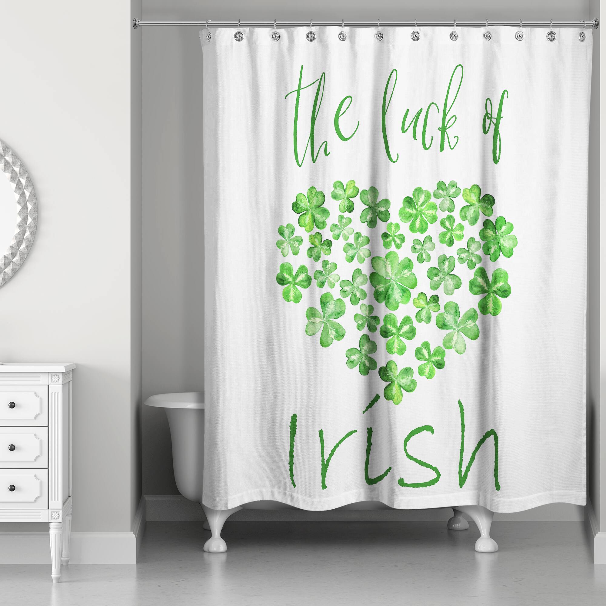 The Luck of the Irish Heart 71" x 74" Shower Curtain